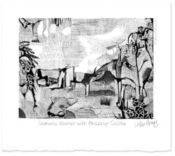 Samurai Warrior with Grazing Cattle